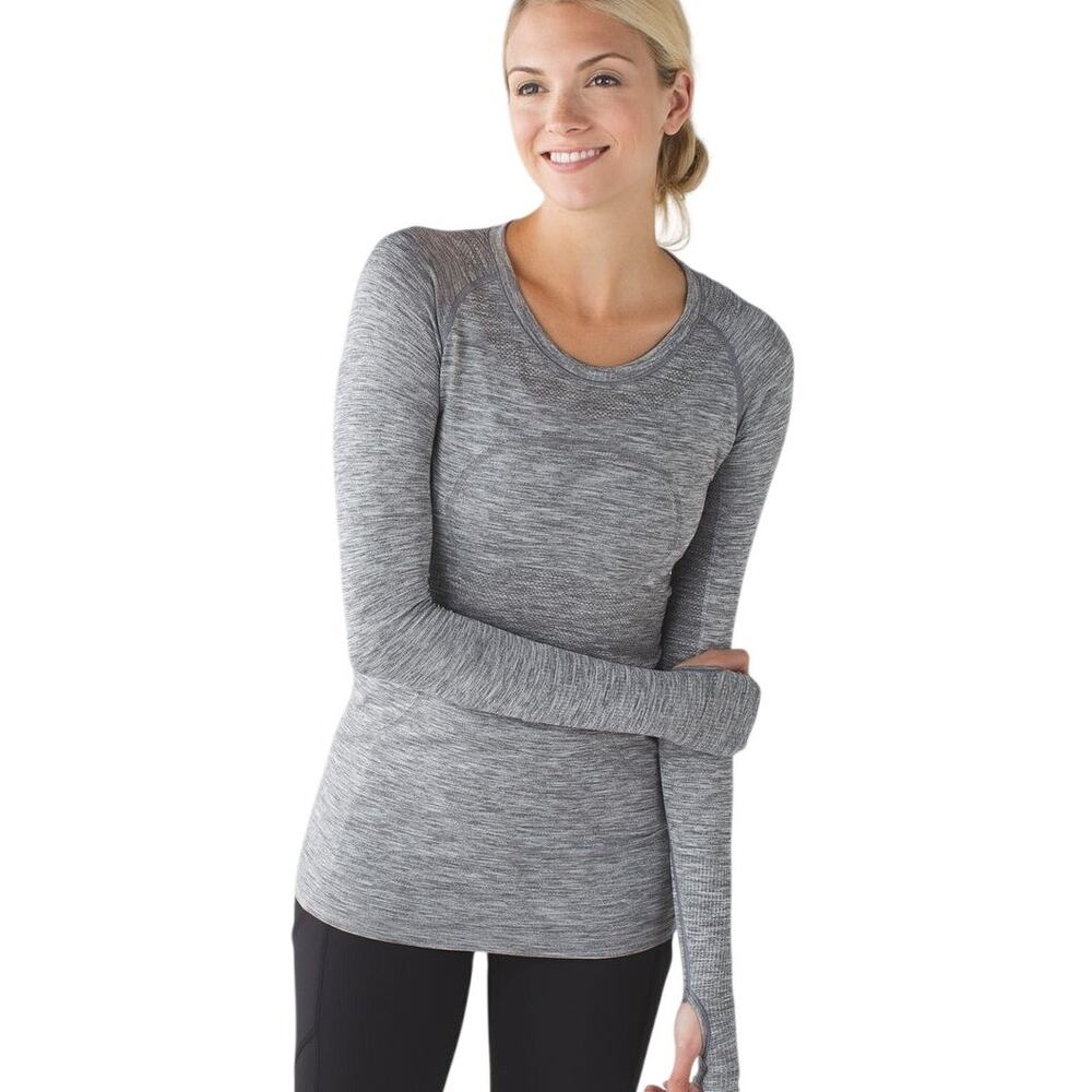 Lululemon Swiftly Tech Long Sleeve Scoop 6 ORIGINAL Fit Heathered Slate Grey